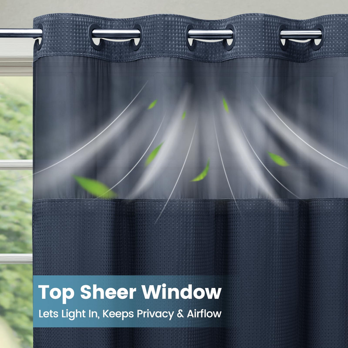 SORTTO hotel-style shower curtain elevates bathroom aesthetics with practical design