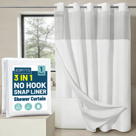SORTTO no-hook outer curtain with slub texture for hotel-style privacy
