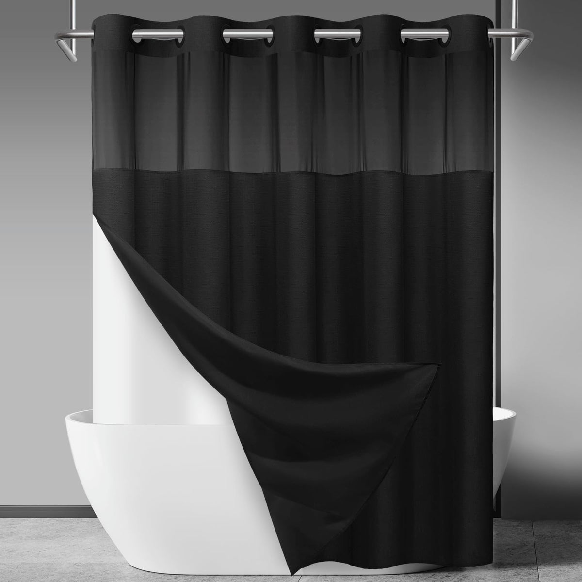 SORTTO No Hook Slub Textured Curtain outer fabric for hotel-like look.