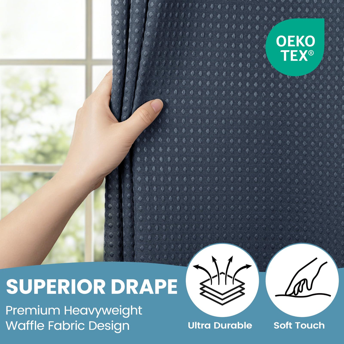 SORTTO removable snap liner with magnets anchors the curtain for a snug fit