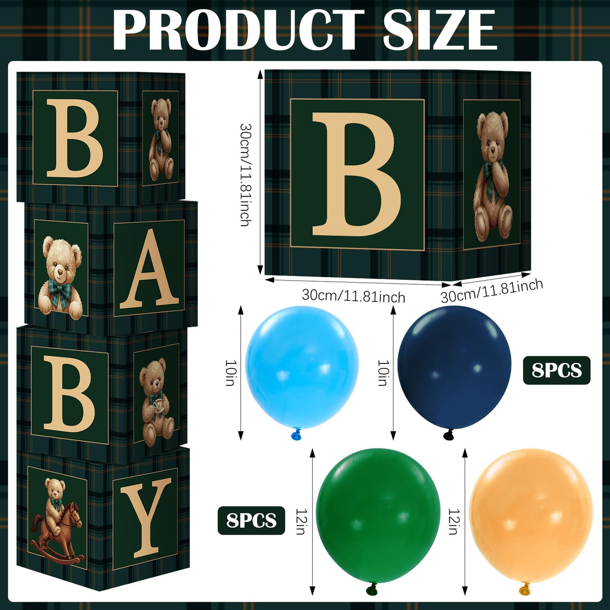 Sosation bear-themed balloon set in green and blue for festive party atmosphere.