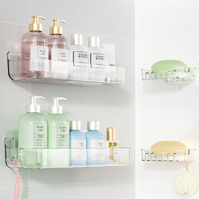 Sotfamily Clear Shower Caddy wall mount for sleek, clutter-free bathroom storage.
