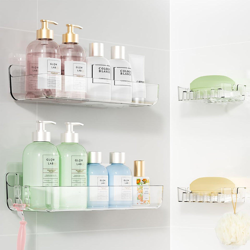 Sotfamily Clear Shower Caddy wall mount for sleek, clutter-free bathroom storage.