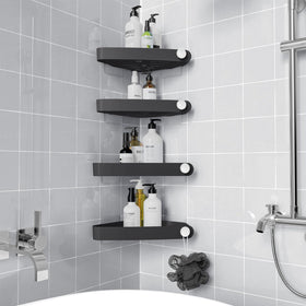 Sotfamily shower caddy in a 90-degree corner keeps toiletries organized and off the sink.