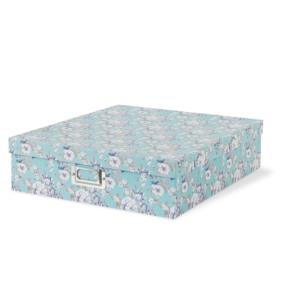 Soul & Lane photo storage box with lid in Blue Cottage keeps photos organized and protected.