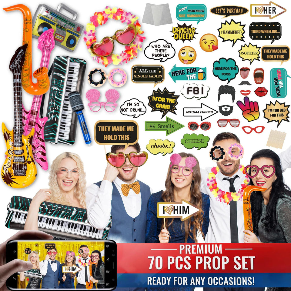Soul Shift 70pc inflatable musical props energize your photo booth setup