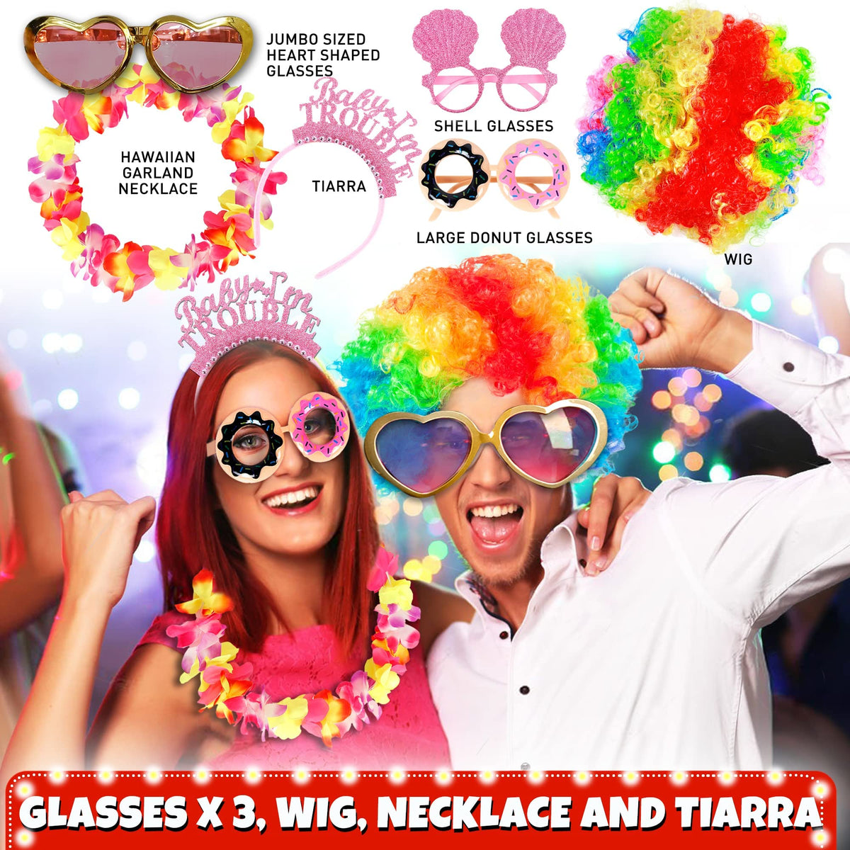 Soul Shift 70pc wedding props with large sunglasses for playful memories