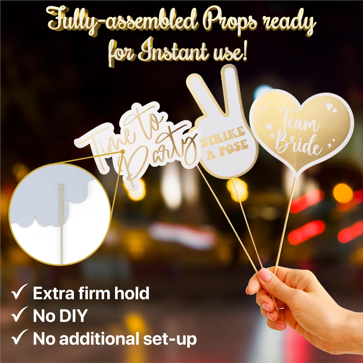 Soul Shift gold-foil signs enhance group shots with elegant highlights.