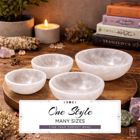 Soul Sticks selenite bowl's natural shimmer enhances meditation ambiance