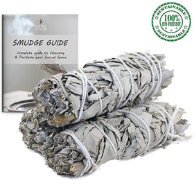 Soul Sticks white sage bundle with smoke, supporting ritual cleansing