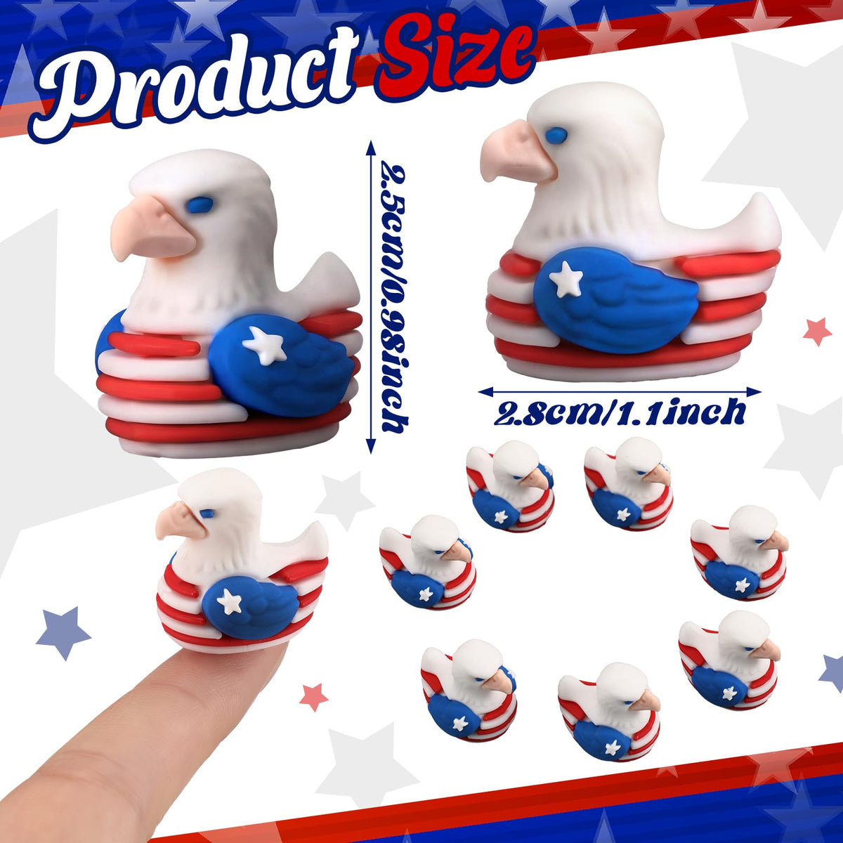 Soulchen blue white red patriotic ducks brighten home or office spaces.