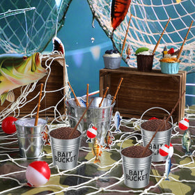 Soulchen mini tackle bait buckets add sturdy décor and reusable party accents