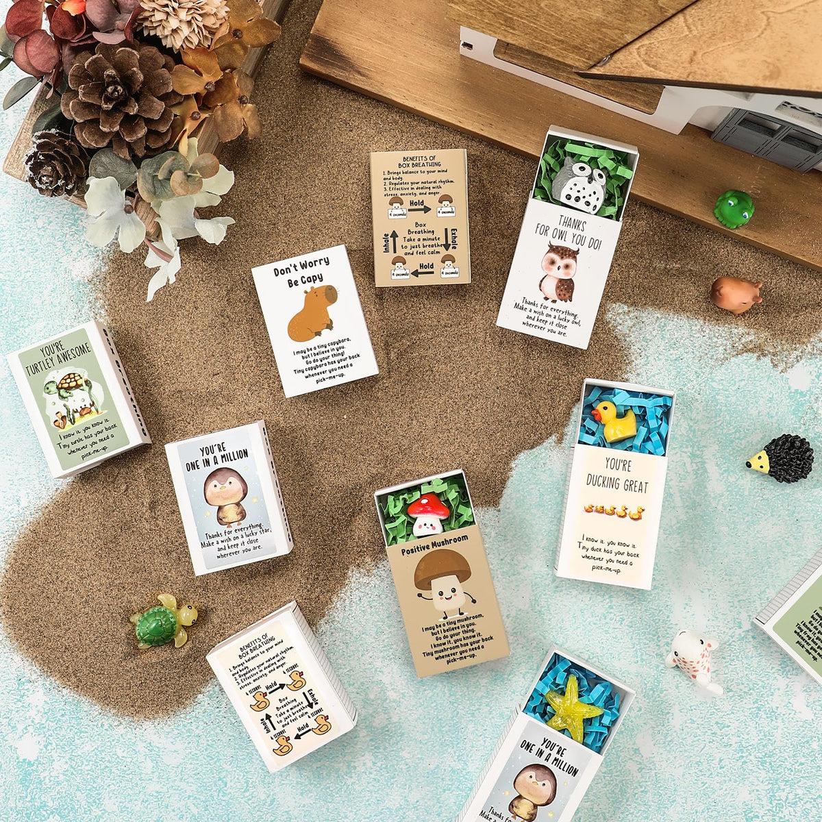 Soulchen pun box graduation favors with resin figures