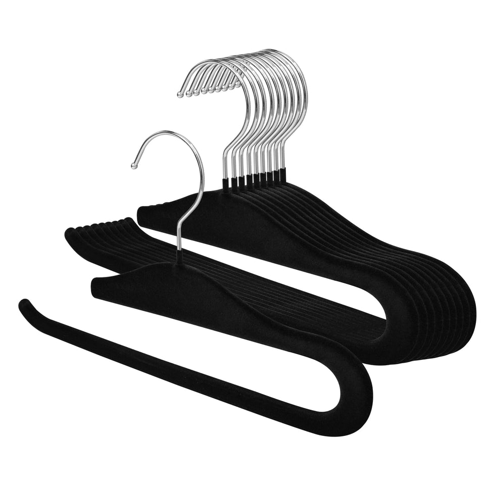 SOULNAMAN velvet pants hanger ten-pack front view for space-saving closet organization