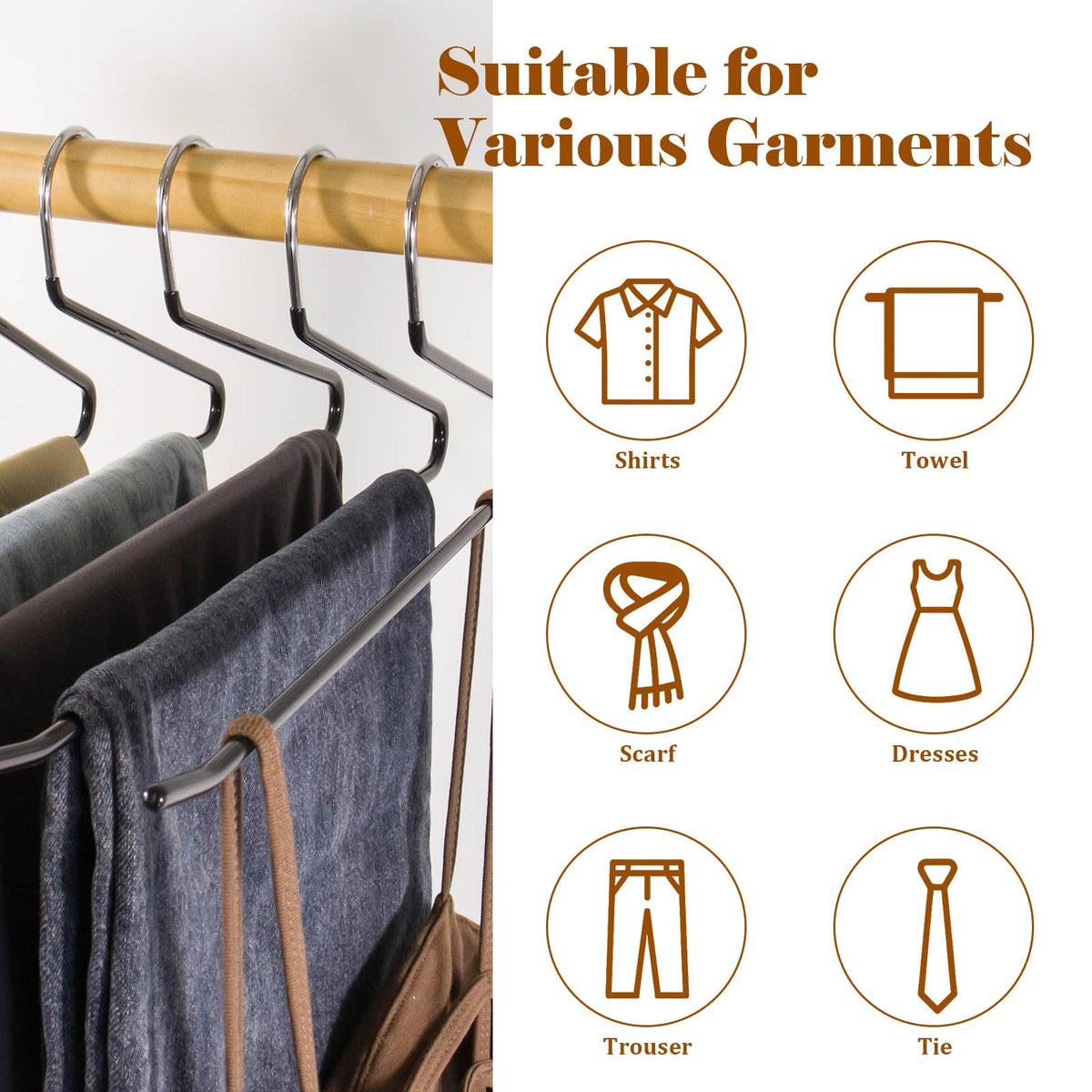 SOULNAMAN versatile hanger design for pants, skirts, and tops