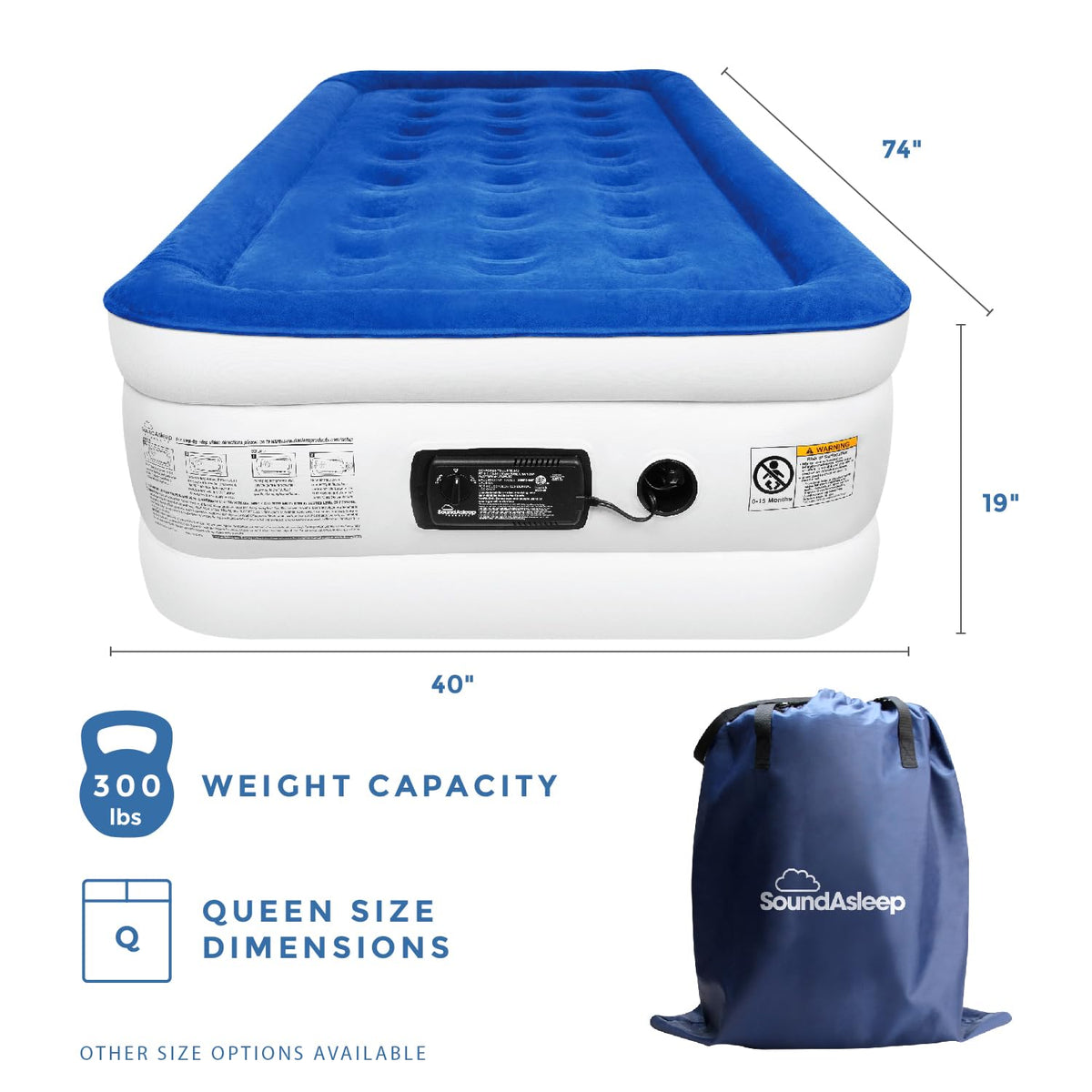 SoundAsleep Dream Series double-height design with built-in pump for quick setup