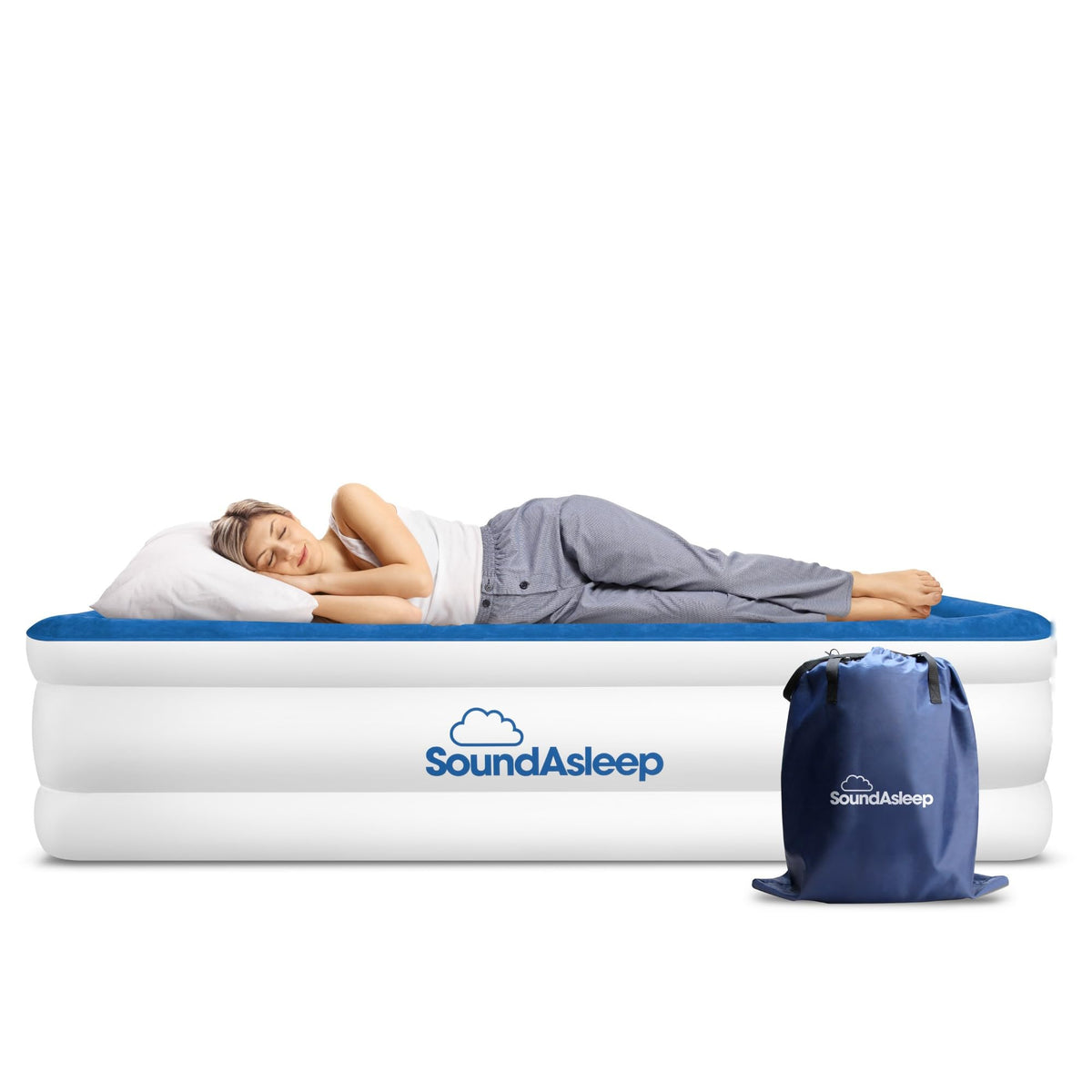 SoundAsleep Dream Series luxury air mattress closeup highlighting ComfortCoil stability for guests