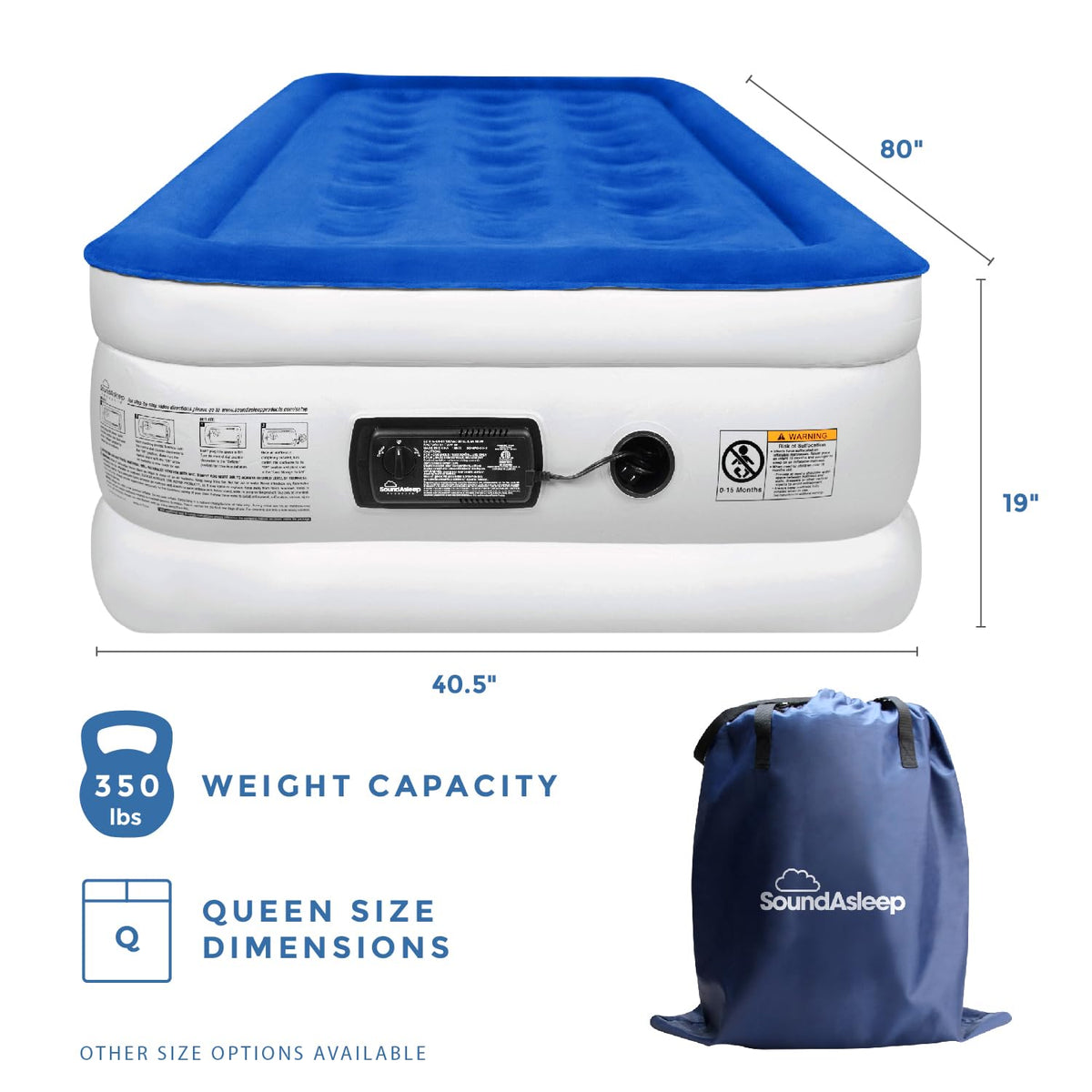 SoundAsleep Dream Series luxury air mattress, twin-chamber design for versatile support.