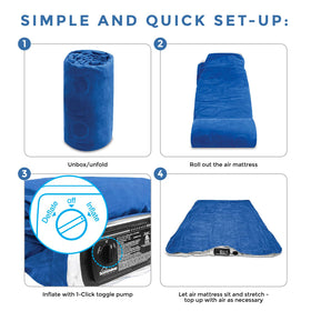 SoundAsleep Dream Series luxury air mattress, side view, stable surface and plush top.