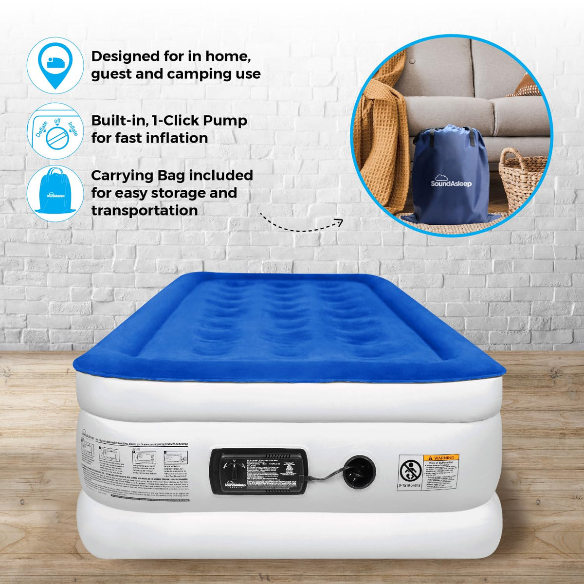 SoundAsleep Dream Series luxury air mattress, waterproof flocked top for a cozy surface.