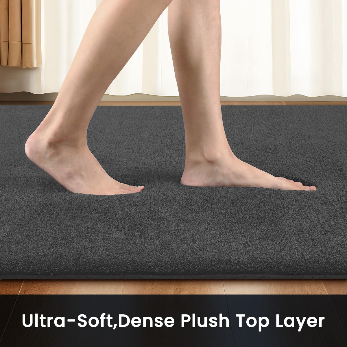 Sour Lemon rug close-up showing non-slip bottom grip for safe flooring