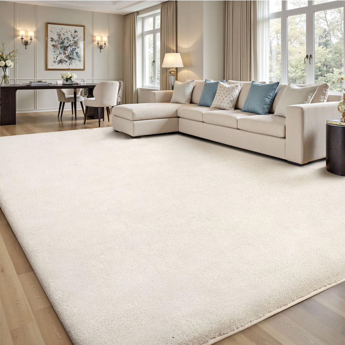 Sour Lemon 8x10 rug with soft coral fleece for a cozy living room
