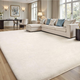 Sour Lemon 8x10 rug with soft coral fleece for a cozy living room