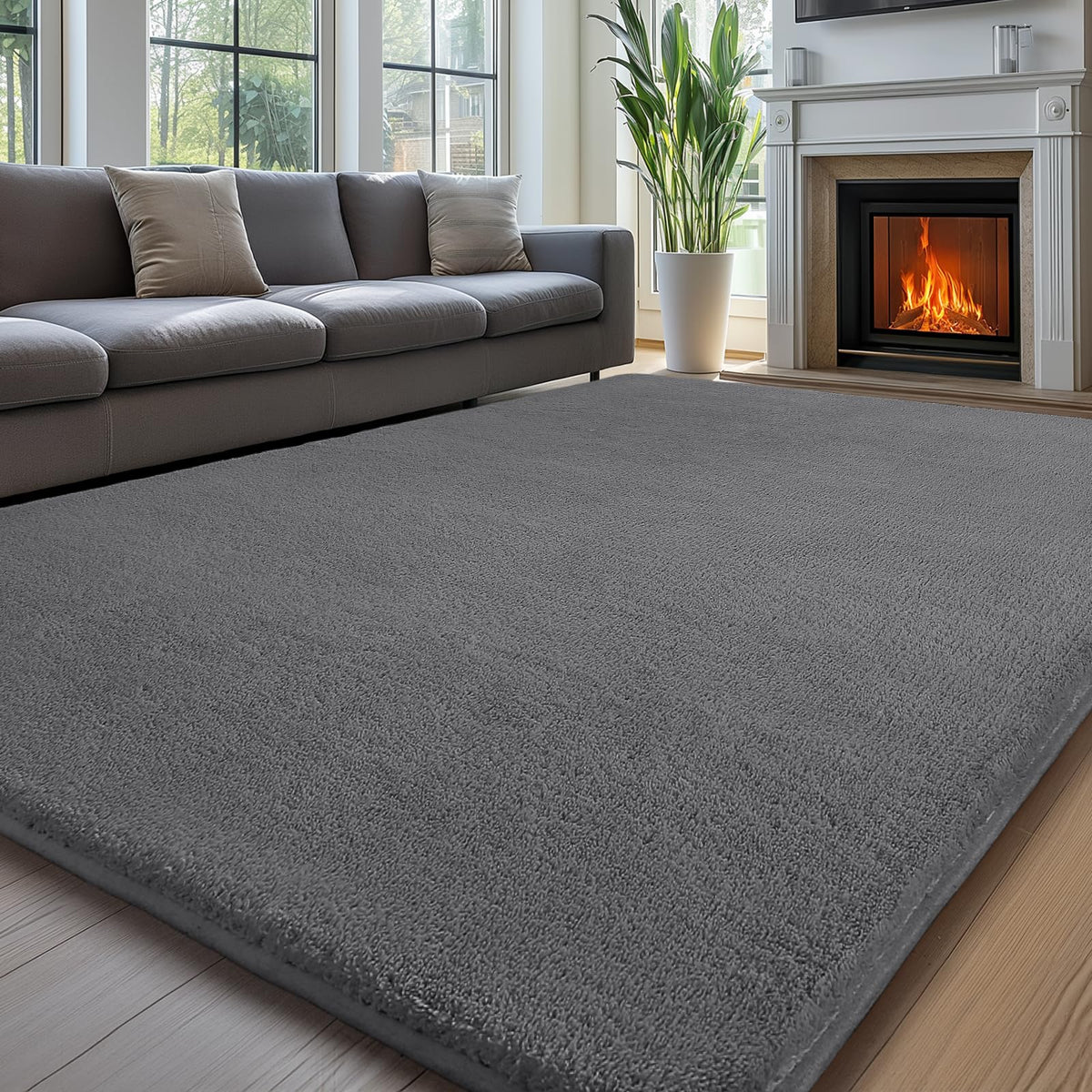 Sour Lemon 8x10 area rug with soft shaggy texture for cozy living room comfort