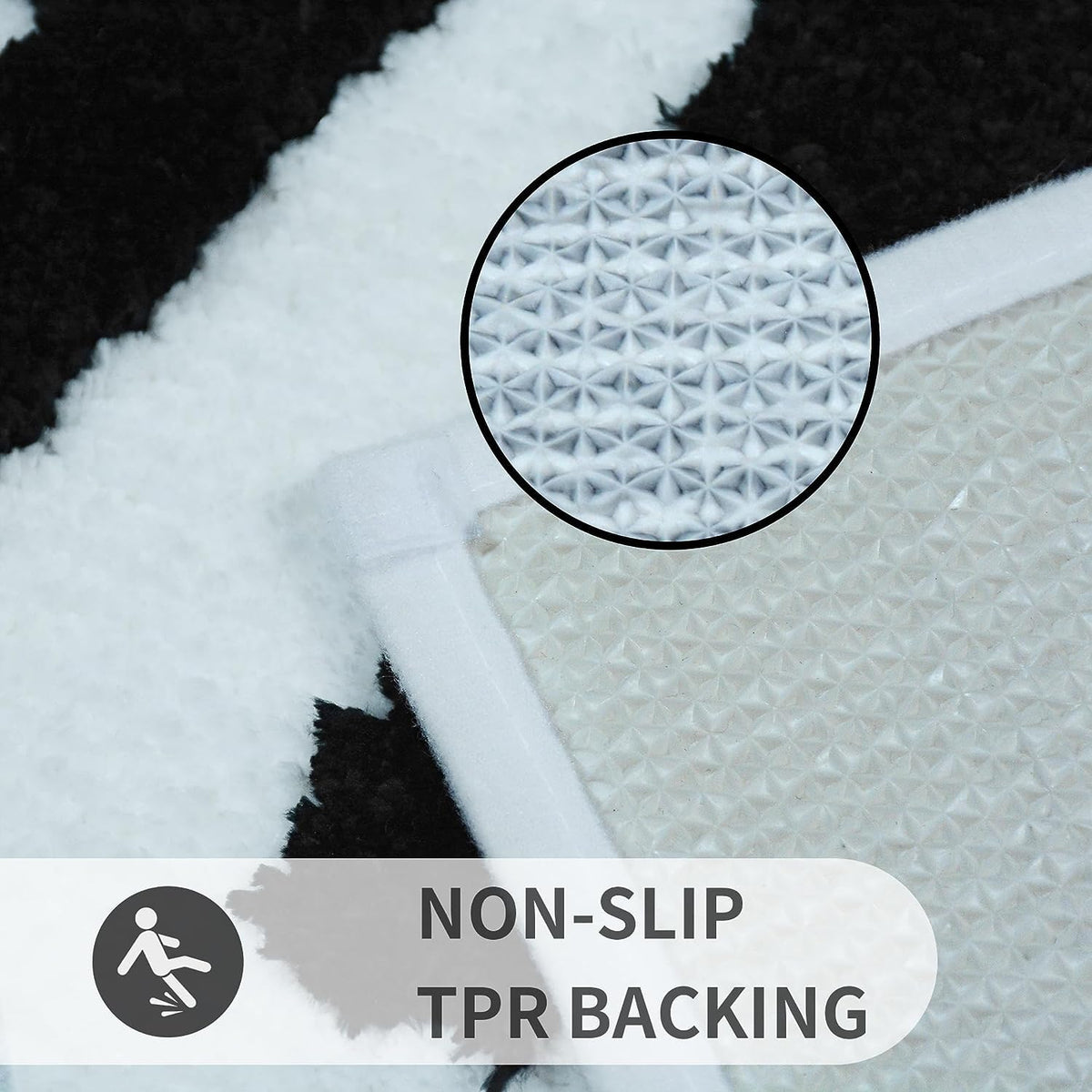 Sovelor non-slip bath mat with TPE back enhances safety.