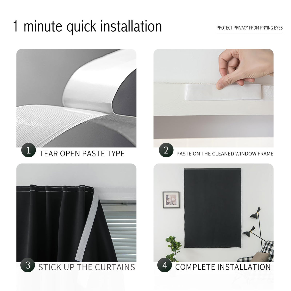 Sovtfides no-drill curtains, dining-room-install, quick setup without wall damage.