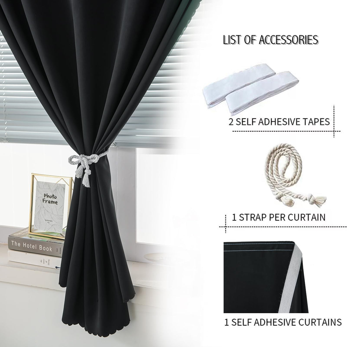 Sovtfides stick-on curtains, living-room-light-block, enhance privacy and cozy ambience.