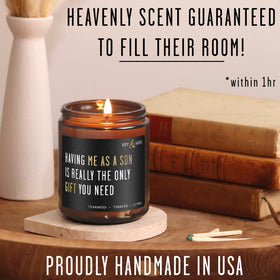 9 oz candle with a 50 hour burn by Soy and Sass