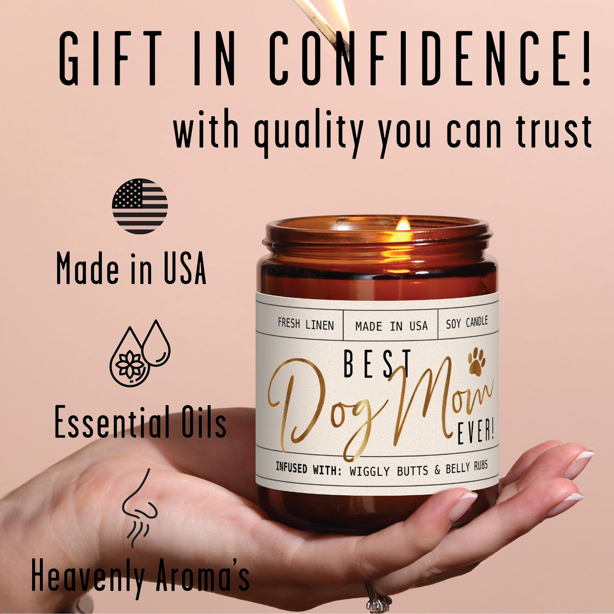 Soy and Sass gold foil dog mom etching adds stylish keepsake.