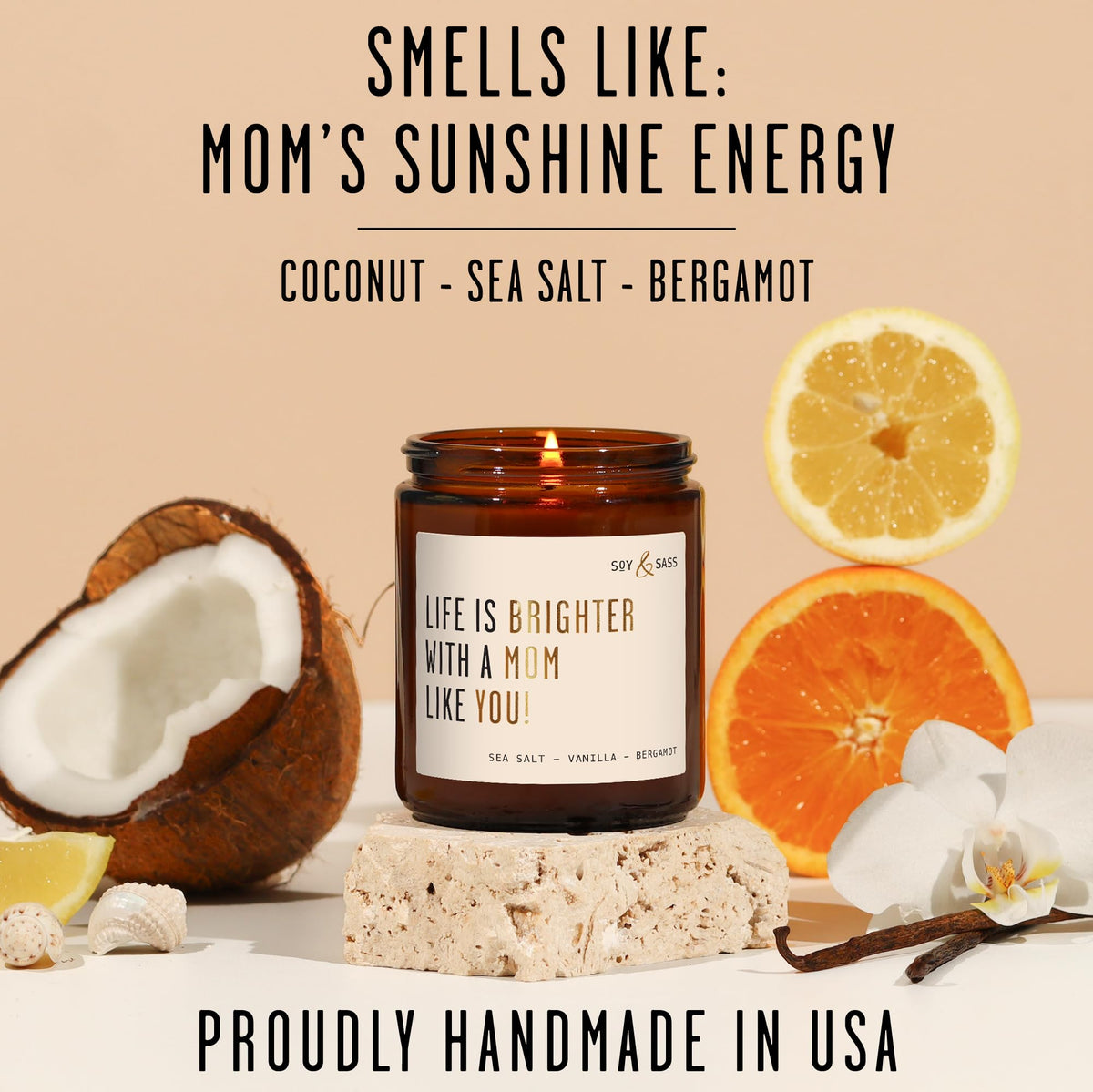 Soy and Sass hand-poured USA-made 9oz candle delivers clean burn and fragrance