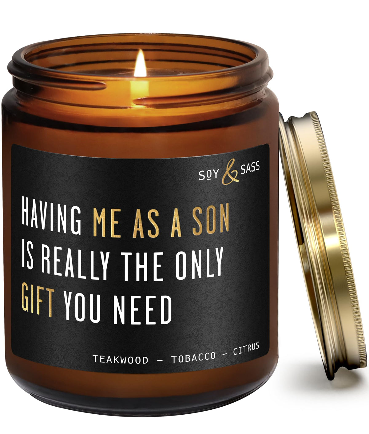 Soy and Sass Having Me as a Son candle with Mahogany Teakwood aroma for cozy spaces
