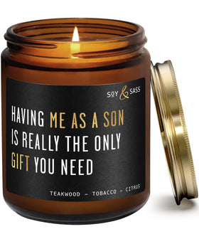 Soy and Sass Having Me as a Son candle with Mahogany Teakwood aroma for cozy spaces