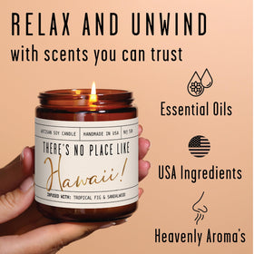 USA-made hand-poured Hawaii candle by Soy and Sass with premium finish.
