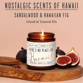 Soy and Sass Hawaii candle showcasing native sandalwood notes for warm evenings.