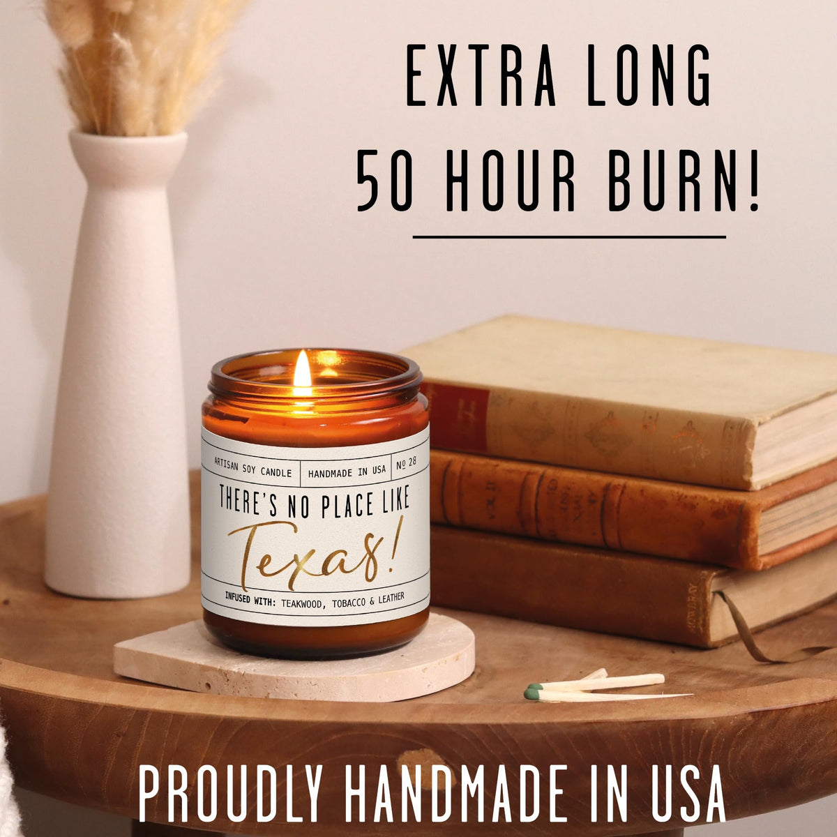Texas-themed souvenir gift candle by Soy and Sass