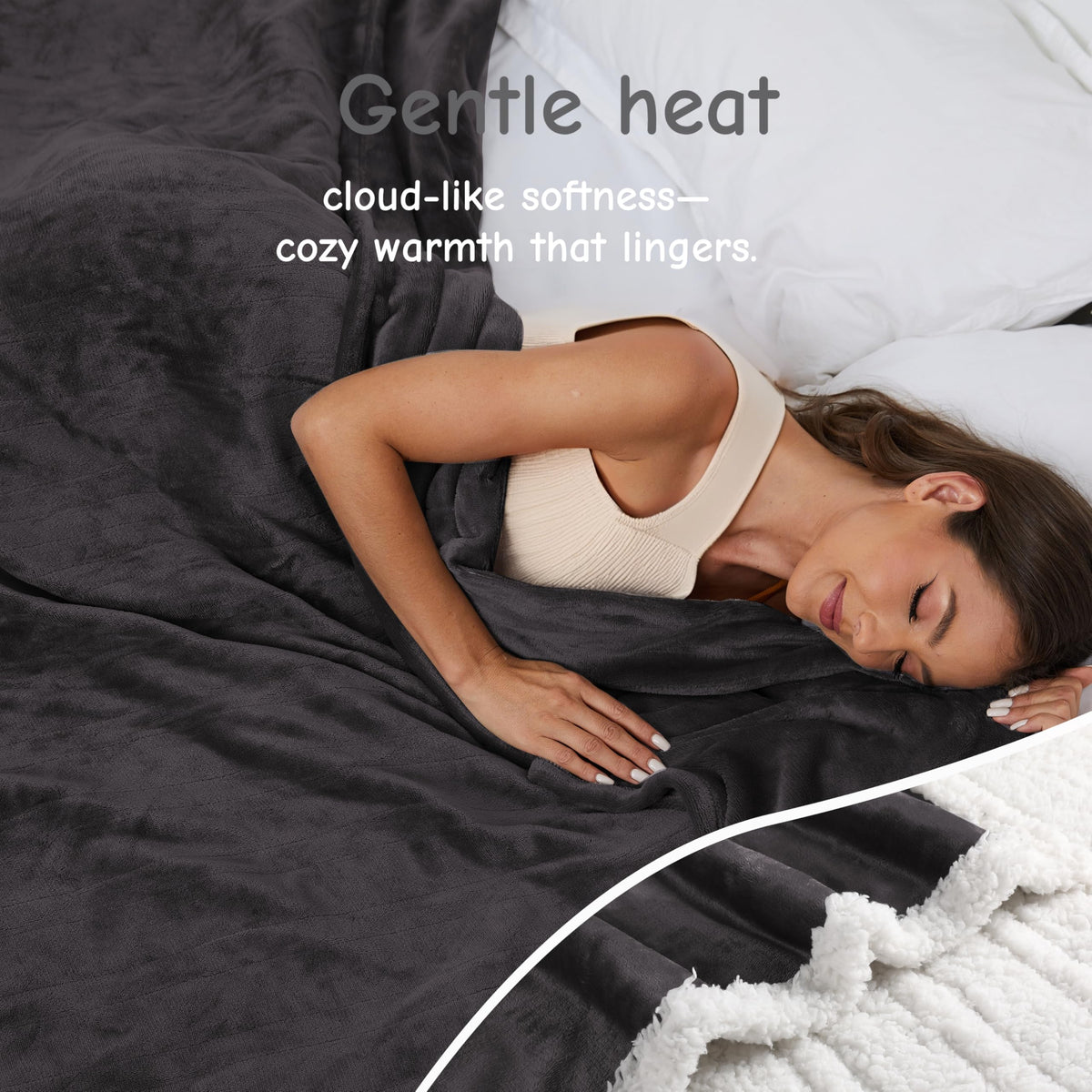 Soypipo electric heated blanket full-size on bed for chilly mornings
