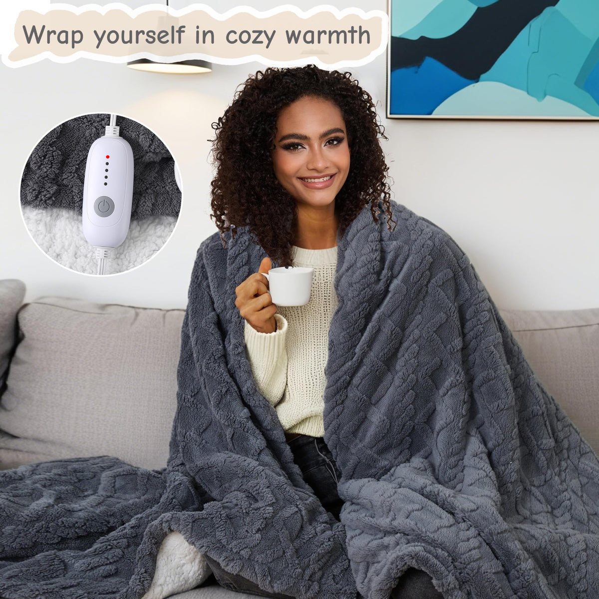 Soypipo heated blanket on bed delivering full-size warmth for relaxing mornings