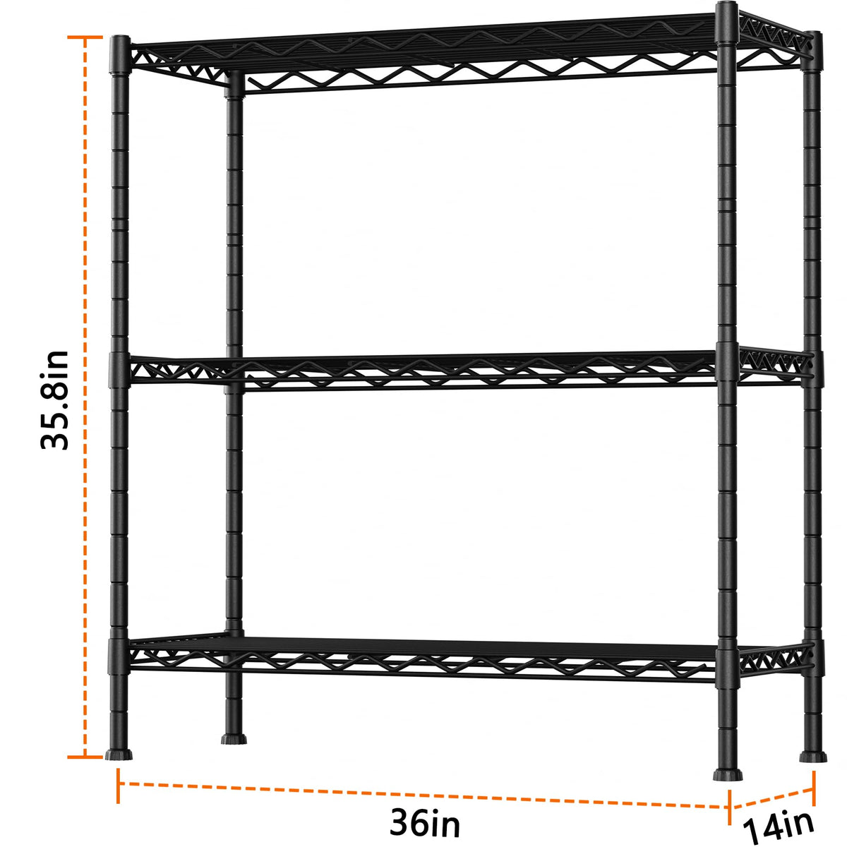 Soywey shelves coated for rust resistance and long-lasting durability.