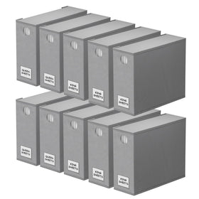 SpaceAid 10-pack bed sheet organizers keep linens neatly organized in a closet.
