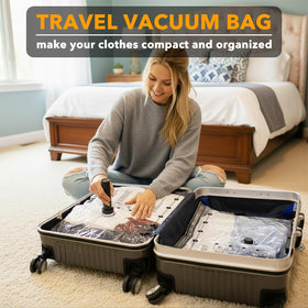 SpaceAid 24-pack vacuum bags for clothing help keep outfits organized.