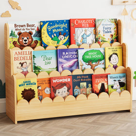 SpaceAid 3-tier scalloped bookshelf front display for easy-access toddler books