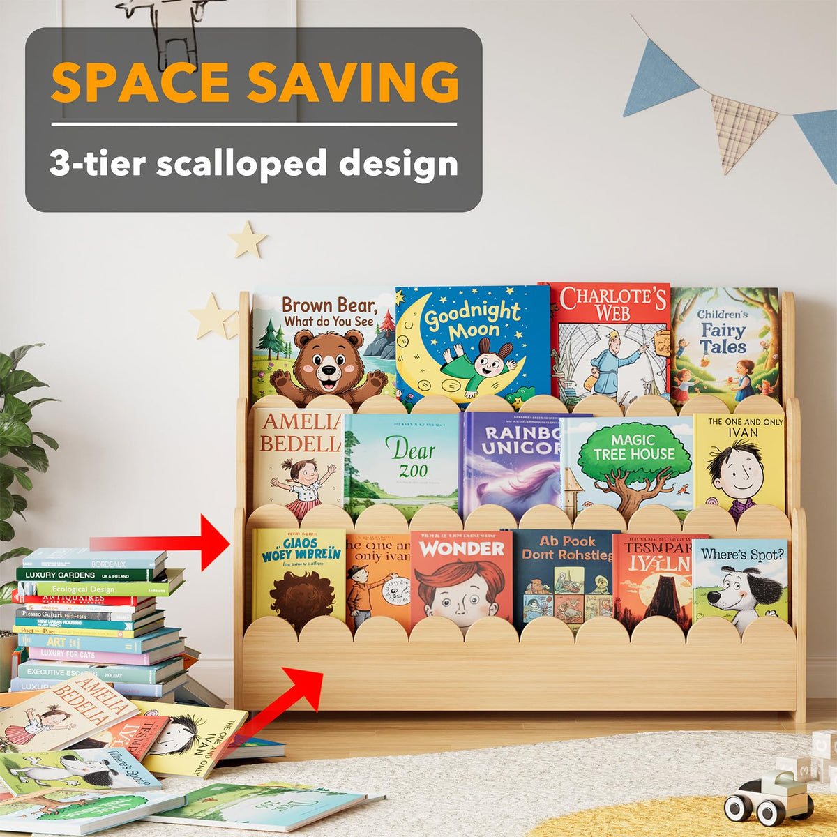 SpaceAid natural wood finish fits nursery decor and adds warmth