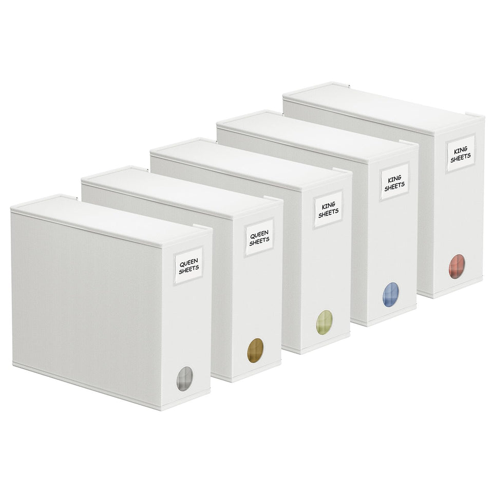 SpaceAid 5-pack bed-sheet organizers with front window for quick color identification