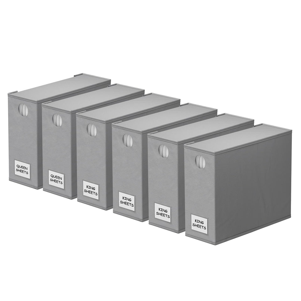 SpaceAid 6-pack sheet organizers with window provide quick color view for closet checks.