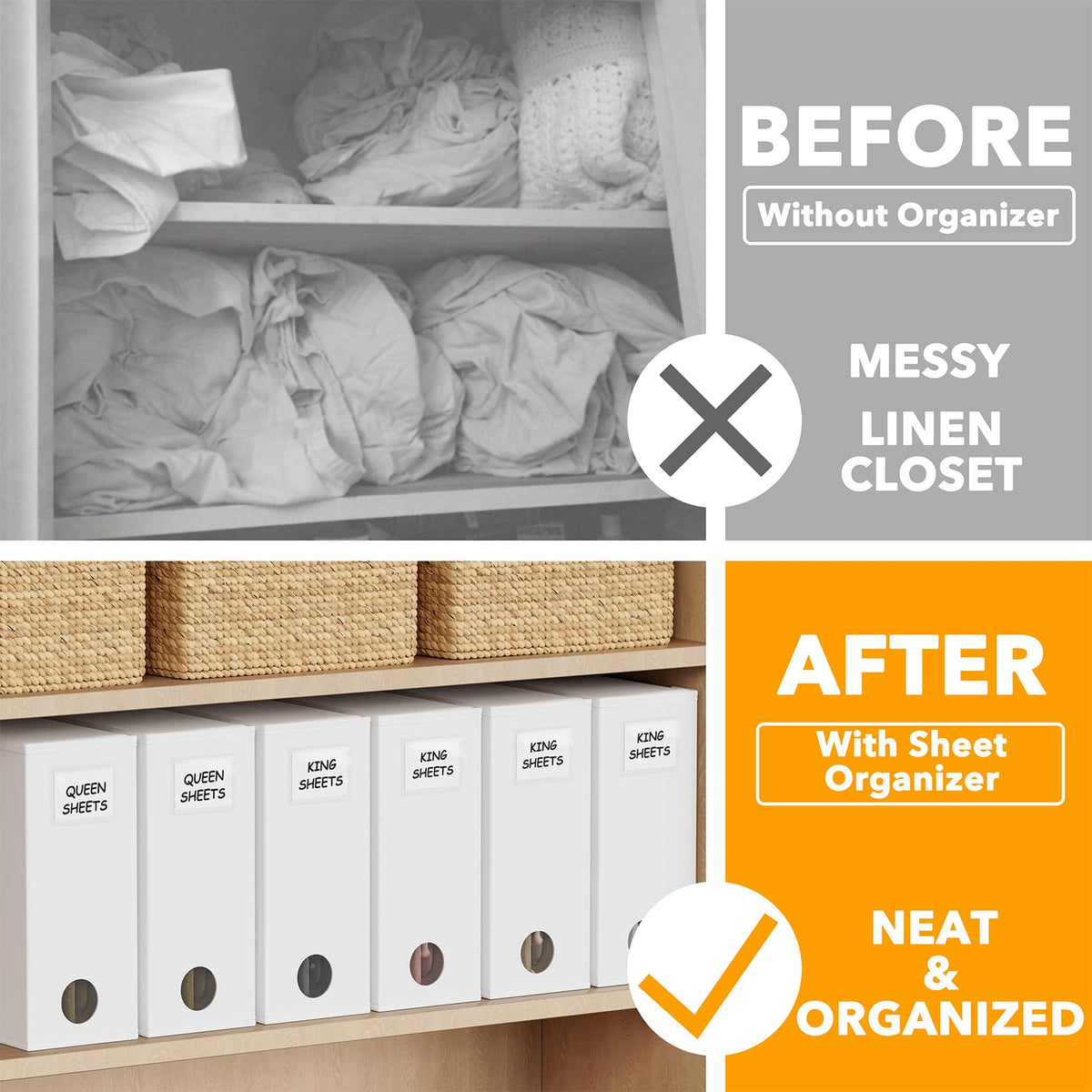 SpaceAid 6-pack folded in closet, showcasing compact foldable design for space-saving storage.