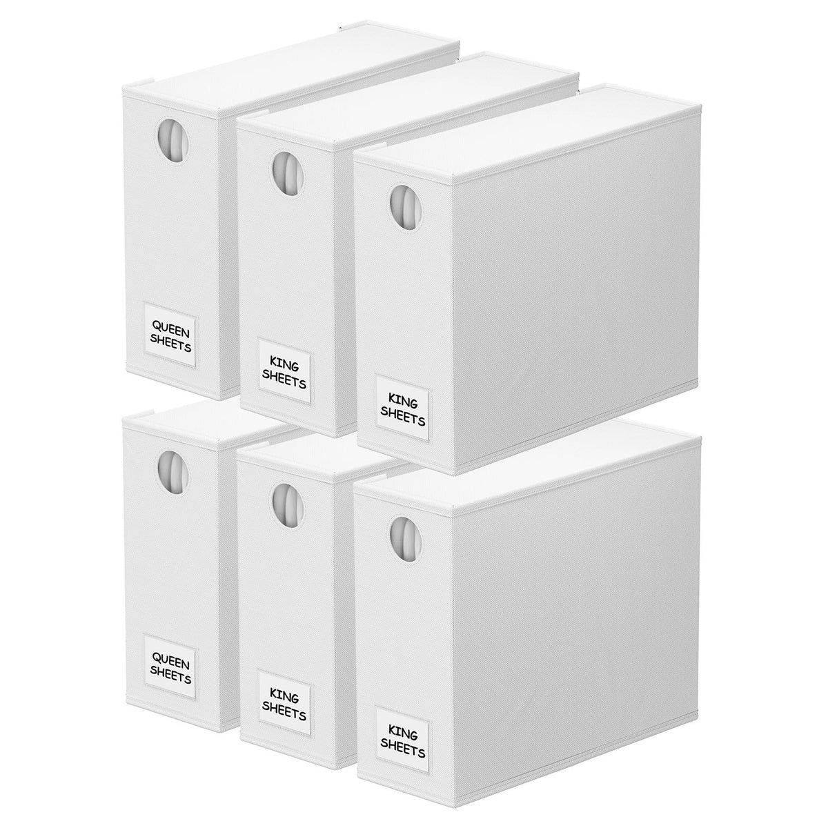 SpaceAid 6-pack bed sheet organizers, front view for organized closet storage and quick sheet retrieval.